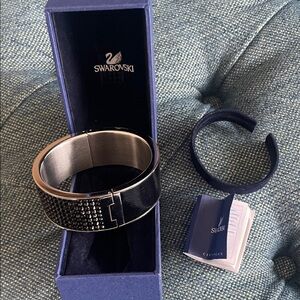 Swarovski  Black and Silver Bracelet leather and crystal bracelet.